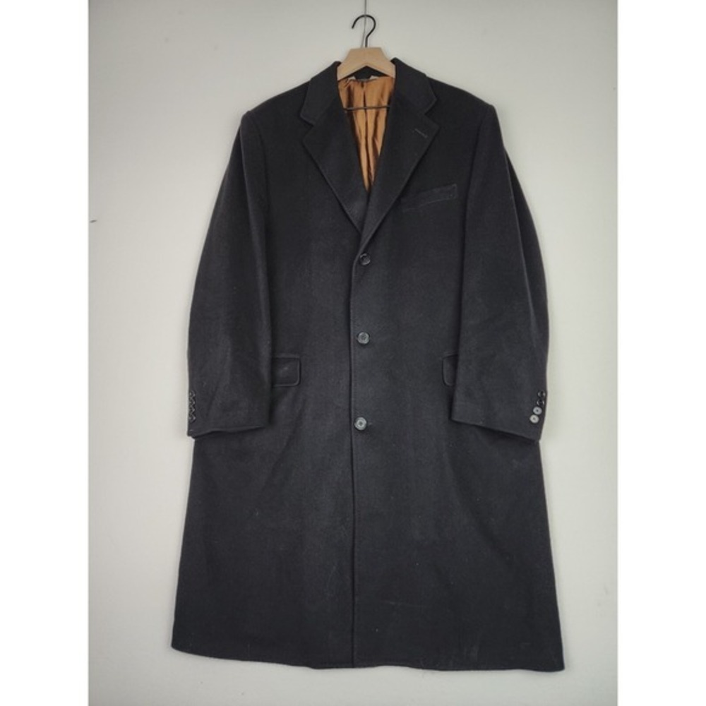 Hart Schaffner Marx Wool Over Coat Men's 48 Golden Trumpeter Cashmere Wool Blend